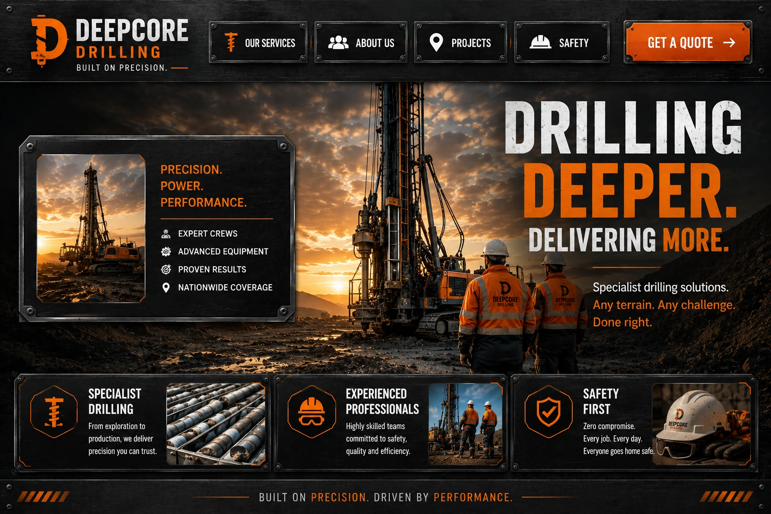 A Hole in One drilling website preview