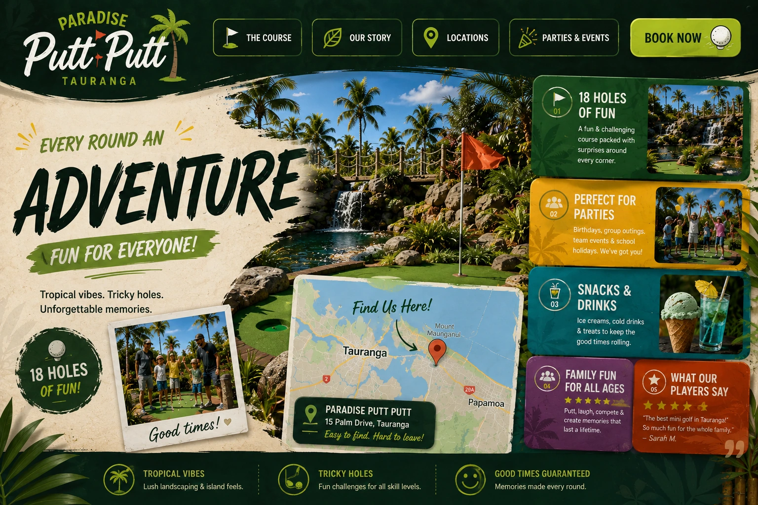 A Hole in One mini golf website preview