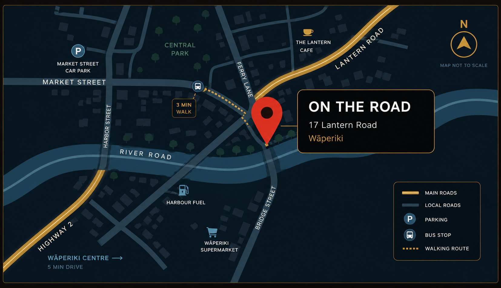 Map showing the diner location
