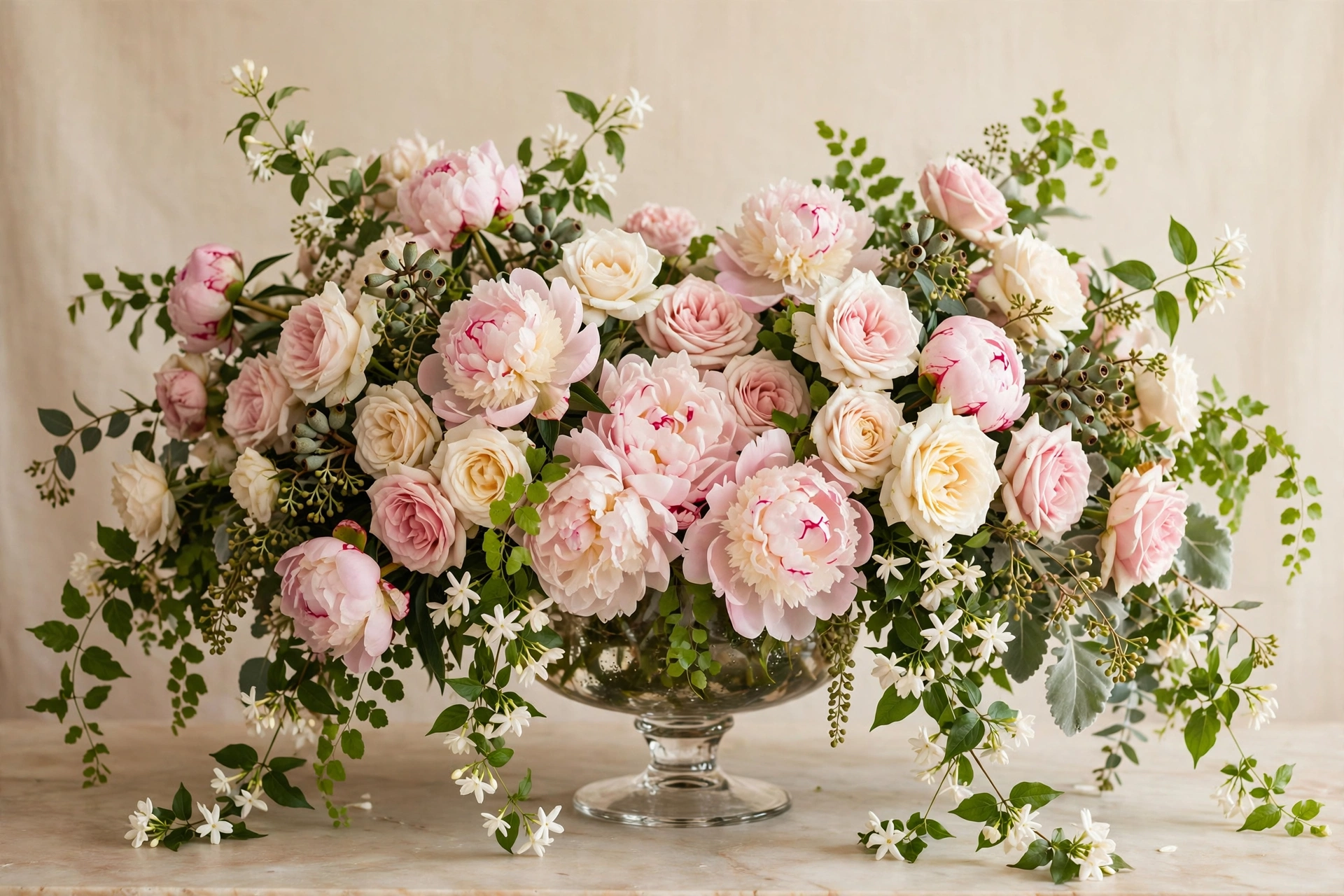 Luxury overflowing vase arrangement