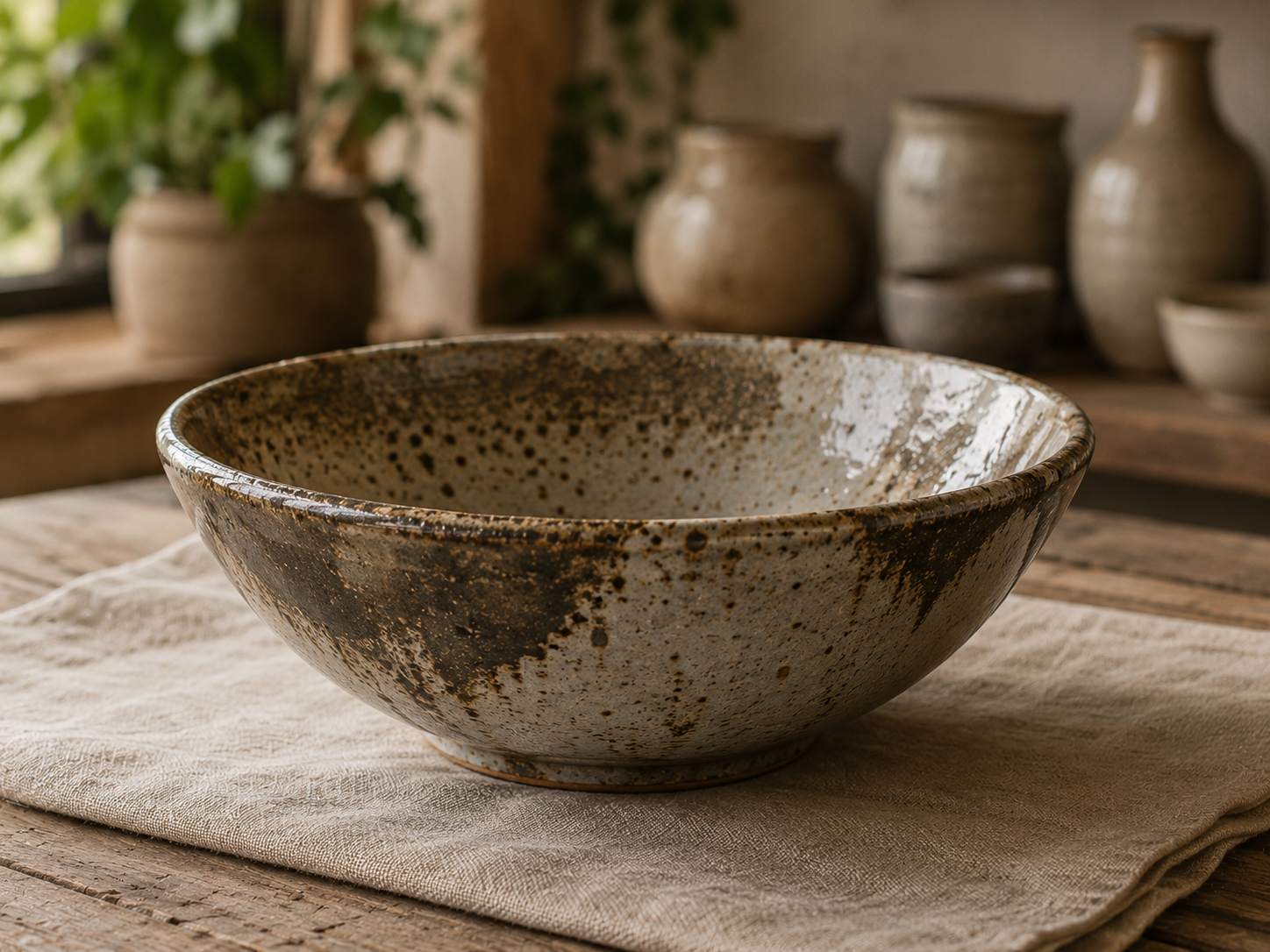 Ceramic bowl with ash glaze