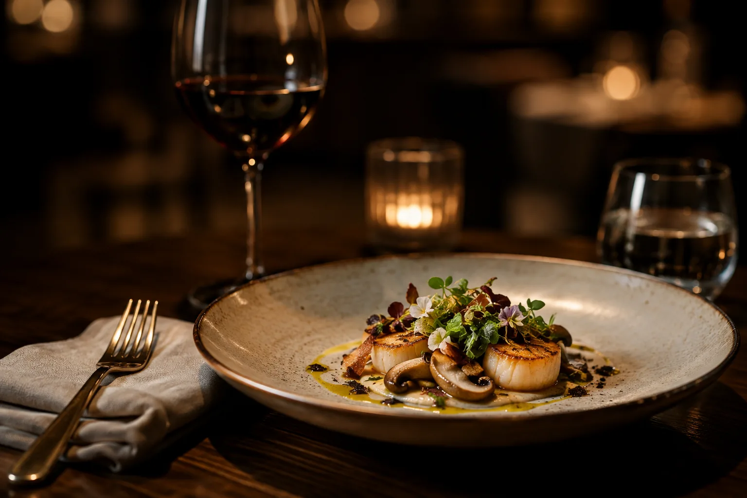 Signature plated dish on an elegant table