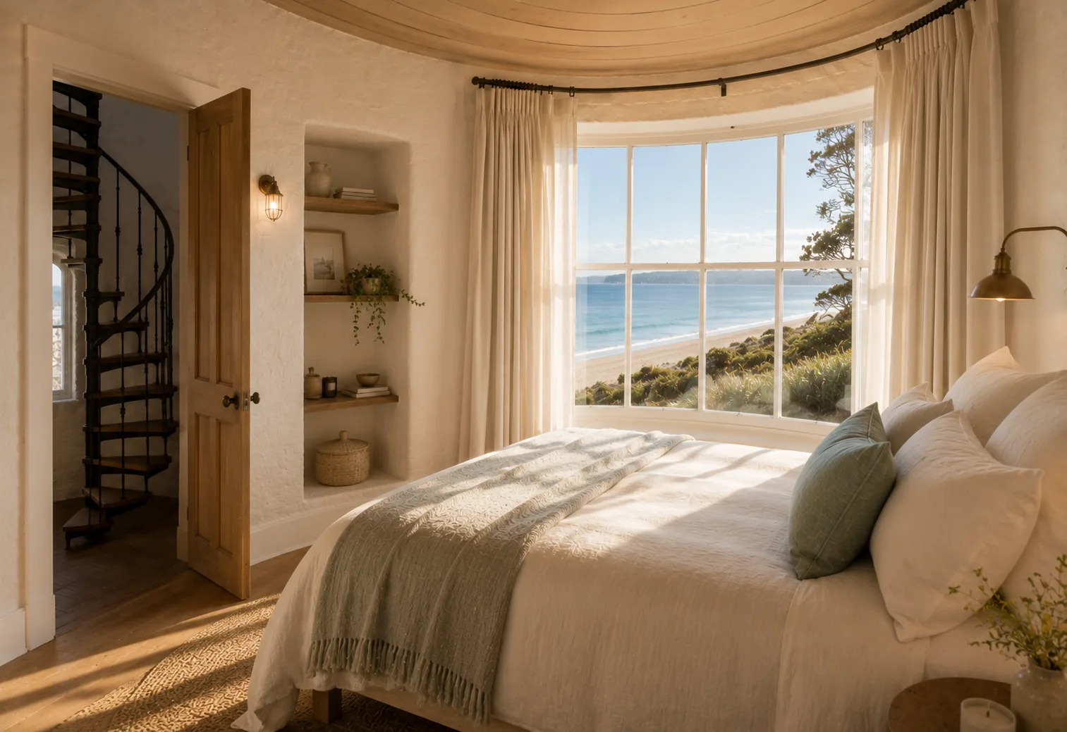 Coastal bedroom with ocean view