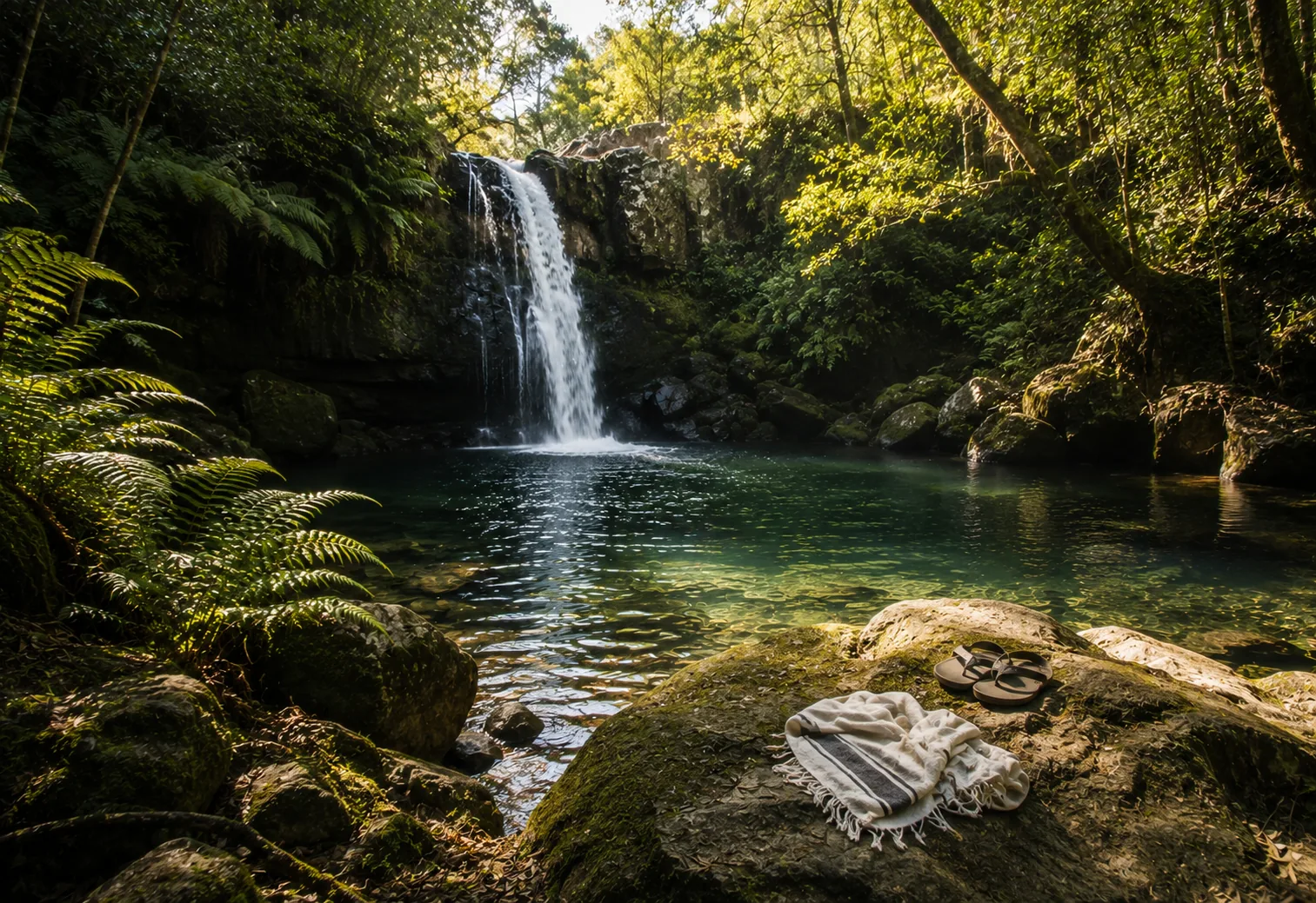 Hidden waterfall pool