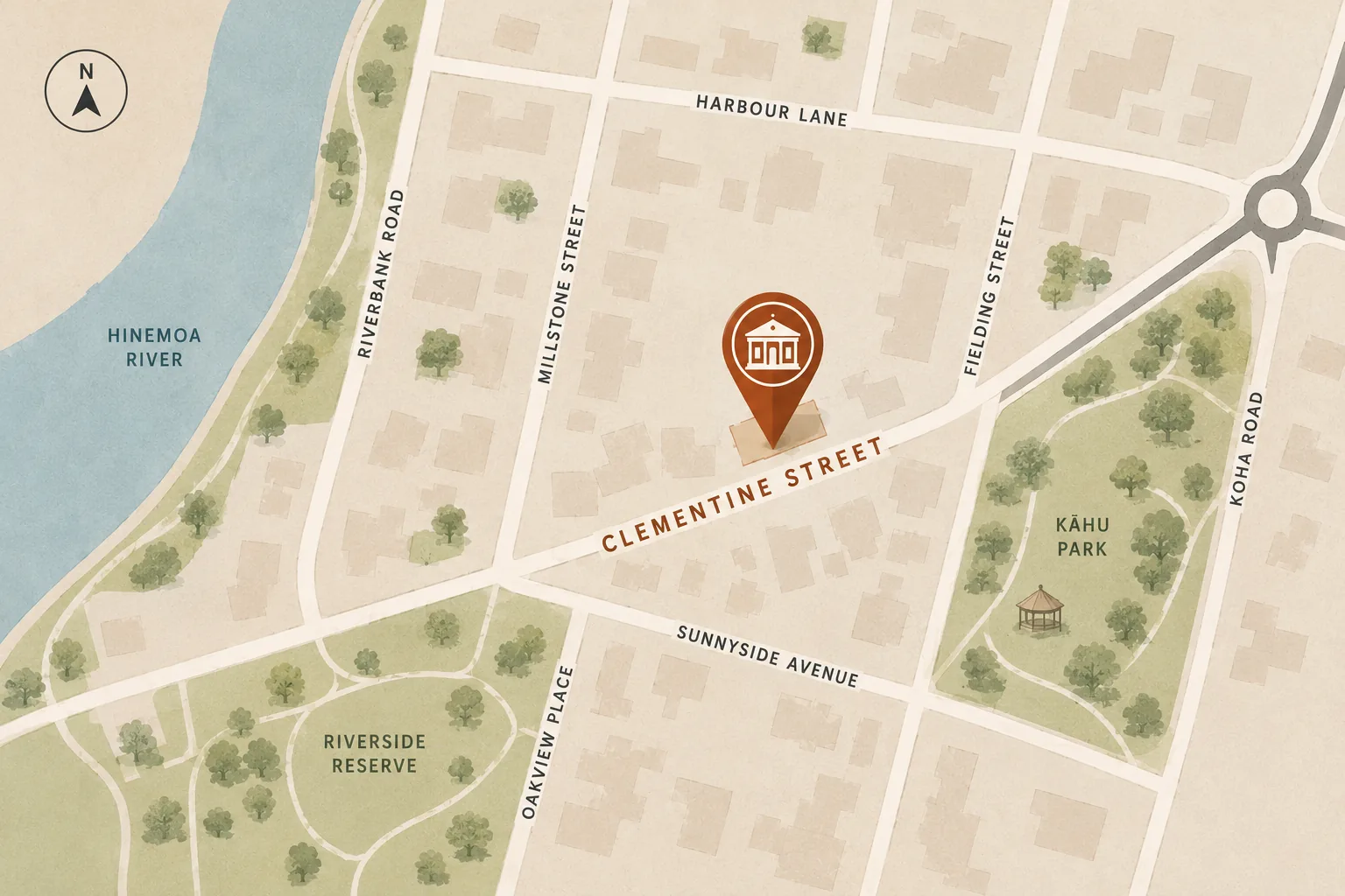 Map showing the location of Clementine Street Theatre