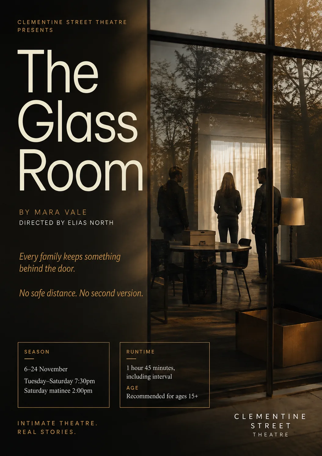 Promotional image for The Glass Room at Clementine Street Theatre